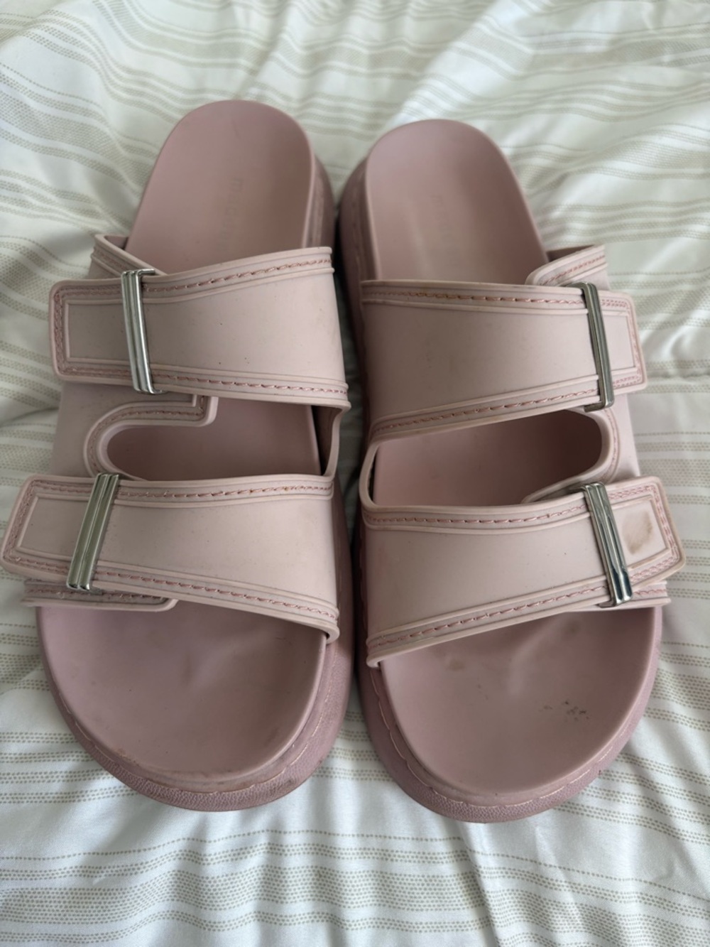 Madden Girl Pink Double-Strap Slide Sandals